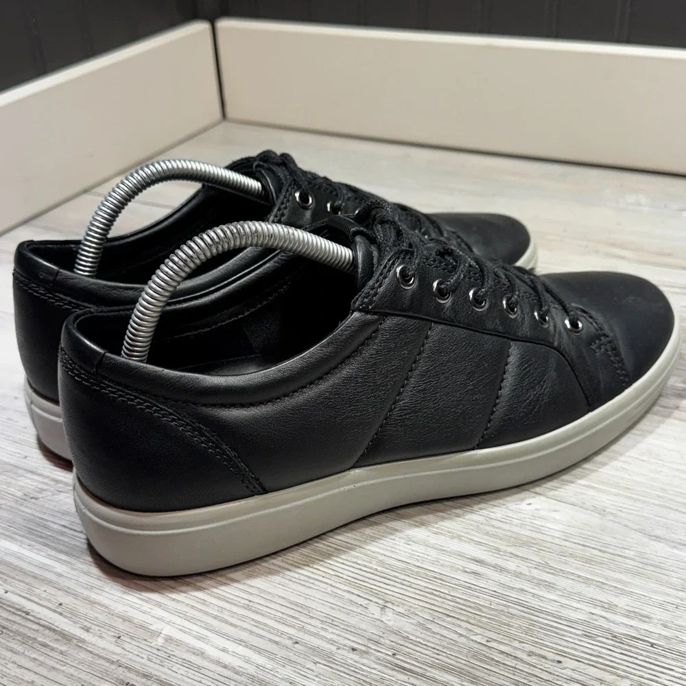 ECCO Men's Soft 7 Low Top Leather Sneakers Black Size US 8 EU 42 Casual Shoes